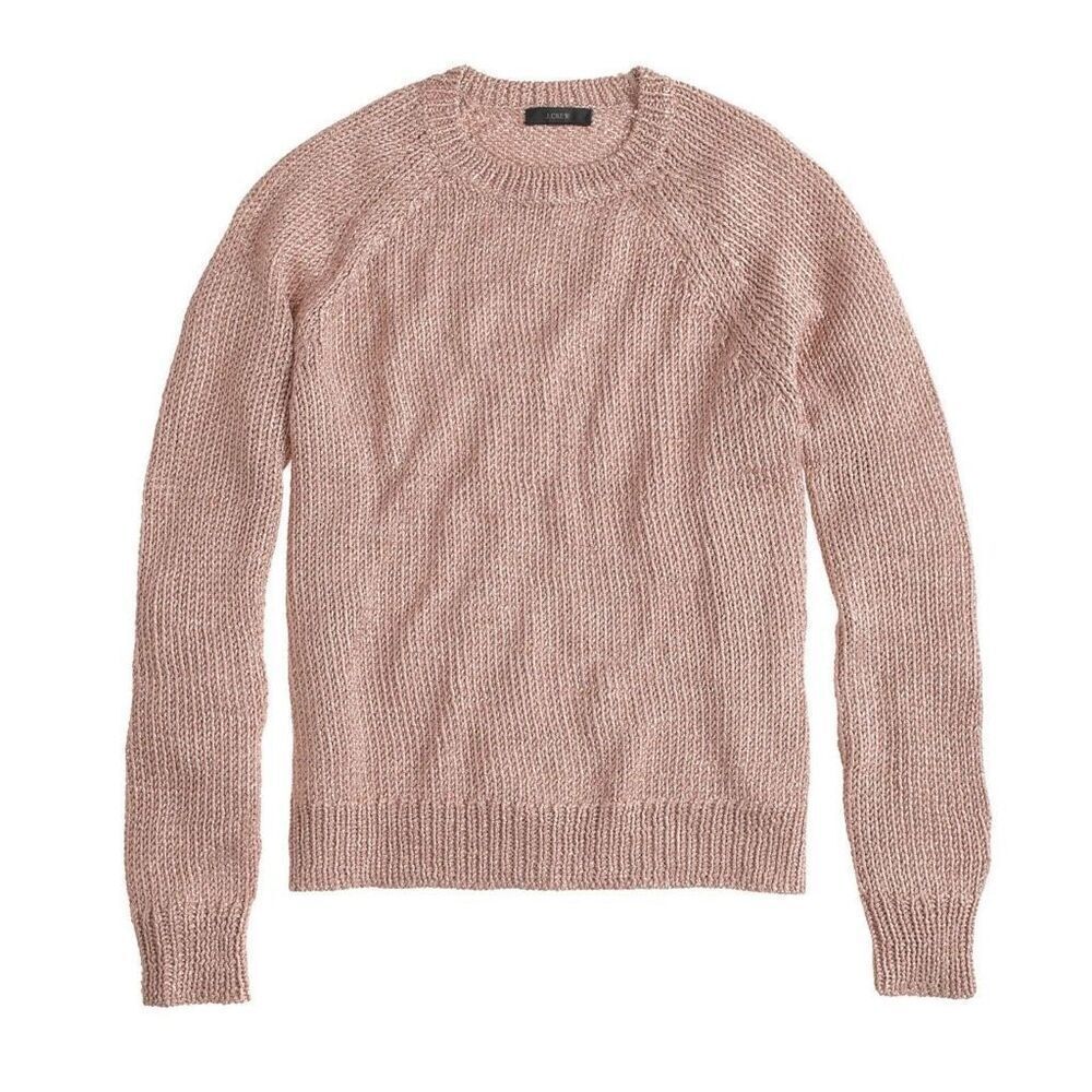 J.Crew Metallic Sparkle Side Slit Pullover Sweater Rose Gold Womens XS